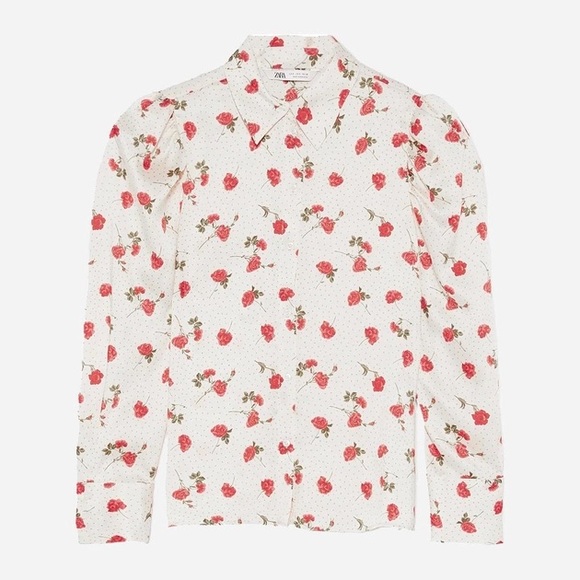 🦋 BLOGGERS FAVORITE 🦋 ZARA FLORAL PRINT PUFF-SLEEVE BLOUSE SHIRT SIZE M - Picture 13 of 15